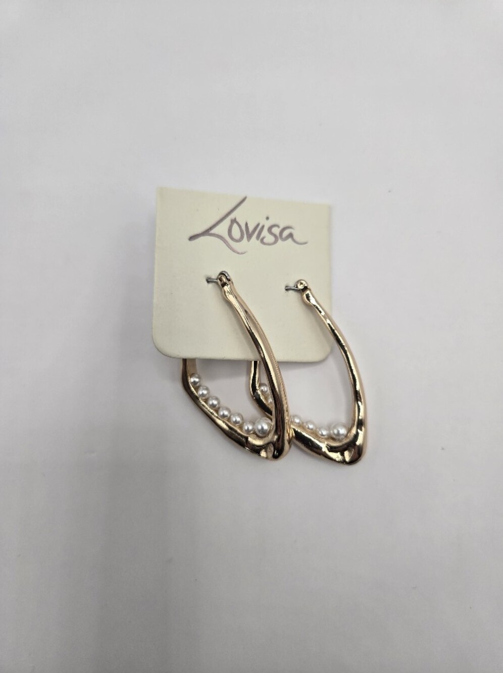 Lovisa Gold Tone Faux Pearl Teardrop Drop Earrings NWT
